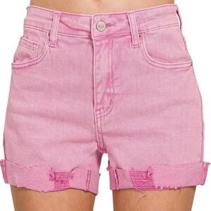 Zenana Womens 5 Pocket Hi-Rise Cuffed Shorts Size Large NWT